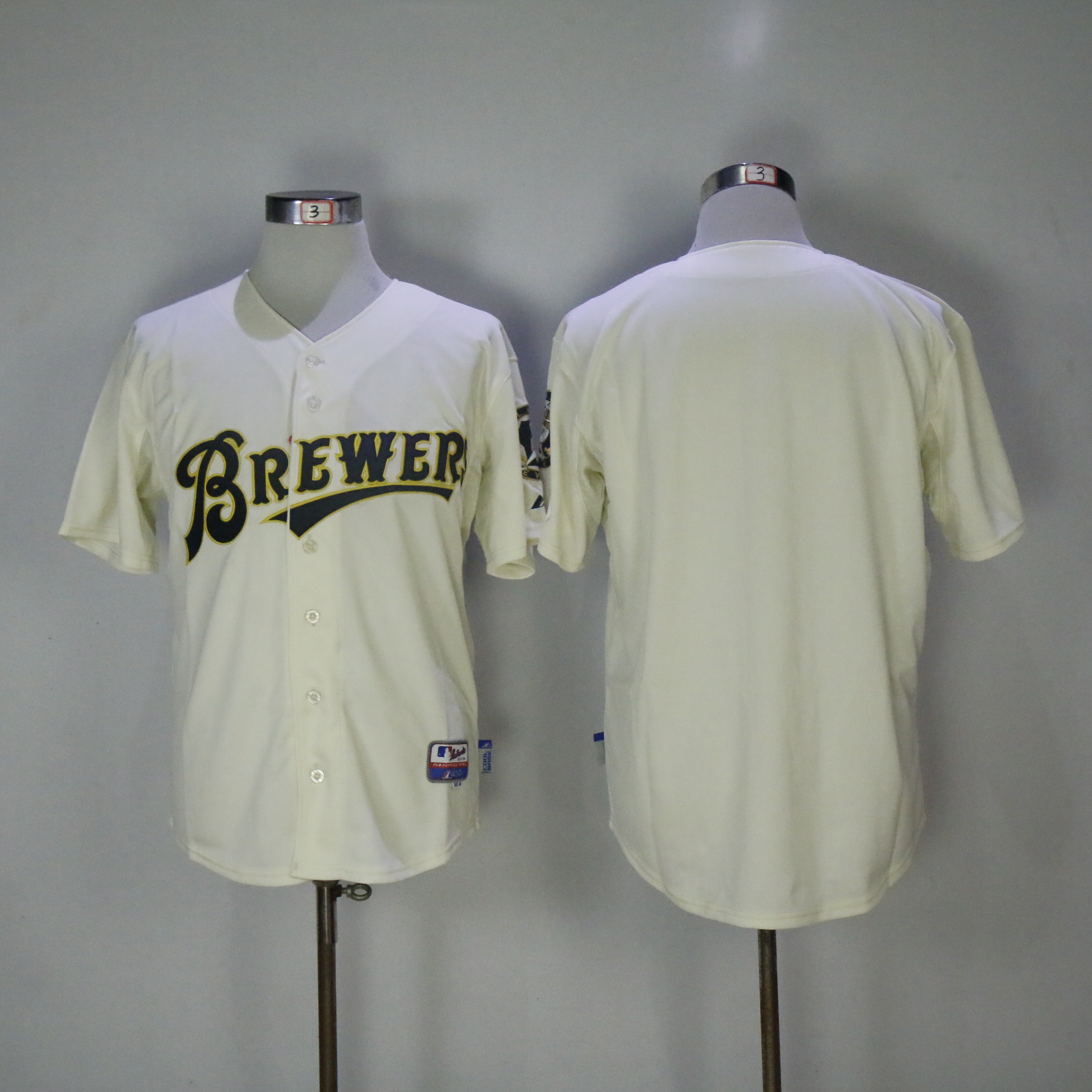 Men Milwaukee Brewers Blank Cream Throwback MLB Jerseys